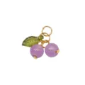 Glass cherry pendant charm for DIY handmade jewelry bracelets necklaces, purple bead fruit design. - 5 Pieces/Pack (18mm) / Purple