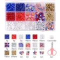 Kit de matériel de bracelet de perles DIY du Jour de l'Indépendance avec perles et breloques. - Boîte 15 Grilles Kit Matériel Bracelet Perles DIY Jour Indépendance / 15 Grilles 1160 Pièces