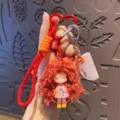 Cartoon flauschiges Haar Mädchen Schlüsselanhänger Silikon Tasche Anhänger süßes Geschenk - OPP-Beutel / Naifu Puppe-Rot