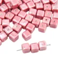 Ροζ κεραμικές τετράγωνες χάντρες κύβος για DIY χειροποίητη κατασκευή κοσμημάτων και αξεσουάρ - 8mm (10 Τεμάχια/Συσκευασία) / Κόκκινο Καρπούζι