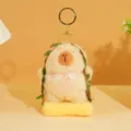 Capybara Plush Keychain Cute Animal Stuffed Doll Bag Pendant Flower Vine Yellow Decor - OPP Bag / Plush Swing Capybara - Beige
