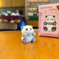 Flocked cute panda figurine desktop decoration toy with pink gift box packaging cute animal - Color Box / Panda