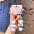 Cute cartoon animal plush keychain set, pink unicorn and blue elephant bag pendant charm. - Pony and Elephant / OPP Packaging Bag