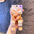 Cute animal keychain plush pendant pair couple schoolbag hanging ornament creative gift design - Shiba Inu and Orange Cat / OPP Packaging Bag