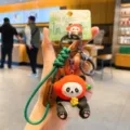 Niedlicher Panda Schlüsselanhänger mit grünem geflochtenem Lanyard, kreatives Geschenk. - Spicy Girl Stil / 1 Stück/Packung