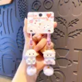 Cute plush animal keychain set, pink and white puppy and sheep schoolbag pendant charms. - Sheep and Rabbit / OPP Packaging Bag