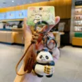 Süßer Panda Schlüsselanhänger mit geflochtenem Seil und Lederetikett, niedliche Puppe Tasche Anhänger. - Panda Jianghu Serie Anhänger - Göttlicher Arzt Panda / OPP-Beutel
