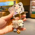 Cute cartoon animal couple keychain bag charm healing style lovely daily accessories. - Cow Hugging Mouse / Single Set (With OPP Bag)
