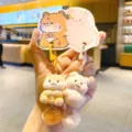 Cute zodiac couple plush keychain set, soft flocked tiger and pig bag charm gift for kids. - OPP Bag Packaging / Pig and Tiger