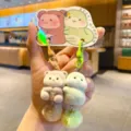 Cute plush flocking zodiac bear and snake couple keychain pair with backing card pendant. - OPP Bag Packaging / Snake and Monkey