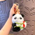 Cute plush panda keychain pendant, soft stuffed animal backpack accessory for keys and bags. - OPP Bag / Plush Fruit Backpack Panda - Apple Edition