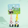 Simpatico portachiavi panda con moschettoni colorati e confezione in cartoncino per zaino donna. - Sacchetto OPP / Espressione Carina