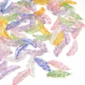 Colgantes de pluma colorida AB de acrílico DIY funda de teléfono cuentas llaveros - 10 Piezas/Paquete / Colores Mezclados al Azar