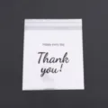 Transparent self-sealing plastic packaging bags with thank you text, clear cookie bags. - 14x14+3cm (20 Pieces/Pack)