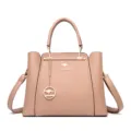 Elegante rosa PU Leder Handtasche für Damen, stilvolle Schultertasche mit Anhänger neu. - Khaki