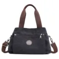 Borsa a mano casual in tela da donna, elegante borsa a tracolla e tote bag con robuste cinghie. - Nero