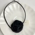 French vintage black rose choker necklace, elegant floral velvet neck chain for women. - Rose Choker (Z-1064) / Black