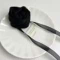 Black fabric rose flower choker necklace for women, elegant ribbon collar jewelry gift. - Choker Necklace / Black
