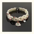 Weihnachten gestrickte Choker Halskette mit Perlen und süßem Weihnachtsbaum Anhänger Mode. - Weihnachtsbaum Und Stern Halskette (Weiß)