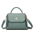 Fashionable top-handle shoulder bag for women, large capacity pu leather crossbody satchel. - Tea Green