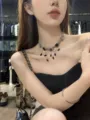 Vintage zwarte zirkoon kwast choker ketting voor vrouwen, stijlvolle gotische sieraden. - Zwart (Hoofdstijl)