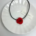 Französischer roter Samt Rosen Choker Halskette für Damen, sexy schwarze Kordel Blumenschmuck. - Rot