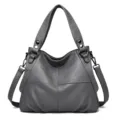 Grijs PU lederen schoudertas tote tas voor vrouwen, stijlvolle casual crossbody tas. - Grijs