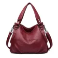 Stijlvolle Dames Rode PU Lederen Schoudertas Casual Handtas Shopper Crossbody Tas Mode - Bordeauxrood
