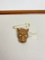 Retro enamel leopard head brooch pin for women, vintage style fashion suit coat metal jewelry accessory - Brown