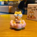Niedliche Harz Lotus Tier Figur Tischdekoration, kreatives Glücks Holzfisch Deko Spielzeug. - Shiba Inu
