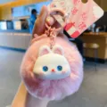 Süßer Plüsch Kaninchen Schlüsselanhänger Pompom Tasche Anhänger flauschige Cartoon Tier Ring Zubehör - OPP-Beutel-Verpackung / Original Süße flauschige Plüschball-Haustieranhänger - Hase