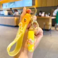 Süßer Öl schwimmender Schlüsselanhänger gelber Gurt Charme Tasche Anhänger Autoschlüssel - Buchstabe I Flüssiger Anhänger