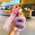 Lila Buchstabe S Schlüsselanhänger mit rosa Riemen, Ölgefüllter Anhänger für Taschen und Schlüssel. - Buchstabe S Flüssiger Anhänger
