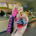 Cute cartoon oil-filled liquid cat keychain fashion accessory bag charm car key ring - Lollipop Style