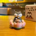 Mignonne figurine de capybara zen lotus poisson en bois résine décoration bureau auto - Shiba Inu Noir