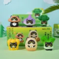 Resin cat figurine cute vegetable hat desk decor collectible toy variant design style. - Vegetable Cat Series Blind Box Set