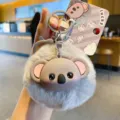 Cute koala plush pom pom keychain fluffy animal keyring backpack charm toy for kids - OPP Bag Packaging / Original Furry Pom Pom Pet Charm - Koala