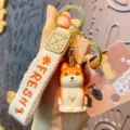 Harz Hund Schlüsselanhänger süßer Welpe Ring Holz Schnitzerei Stil Variante Mode Tasche Geschenk - Shiba Inu Stil