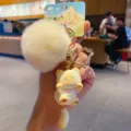Cute fluffy cat keychain with soft pom pom and metal charm for women bag and car keys. - Siamese Cat