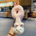 Cute plush question mark rabbit keychain, soft kawaii bag charm and trendy couple accessory. - Rabbit