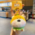 Cute fluffy ice cream dog plush keychain adorable cartoon bag charm fashion gift for women - Ice Cream Ornament / Shiba Inu