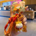 Cute Shiba Inu resin keychain with braided strap and bone pendant, stylish bag charm. - Shiba Inu Style