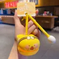 Cute mini wooden fish keychain decompression toy anxiety relief fun bag pendant yellow style - Bee / Yellow