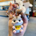Porte-clés hamster de dessin animé mignon avec pendentif gland, accessoire de sac élégant. - Bébé / Sac OPP