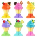 Summer ice cream honeycomb balls paper decorations set for birthday party table centerpieces. - 6pcs Ice Cream Honeycomb / As Shown