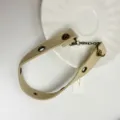 Punk style canvas choker necklace for women, vintage washed design with metal grommets. - Khaki Collar