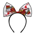 Queen of hearts bow headband poker theme cute hair hoop party festival costume accessory - Poker Queen of Hearts Bow Headband (J-0615-1) / 1PC
