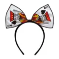 Poker king theme bow headband, black hair hoop with playing card print for parties. - Poker King of Spades Bow Headband (J-0615-2) / 1PC