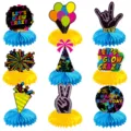 Glow birthday party honeycomb centerpieces neon table decorations kids party supplies set - 9 Pieces/Pack / 180-Degree Honeycomb Base