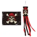 Pirate windsock outdoor hanging flag with skull design for garden patio Halloween yard decor - Pirate Windsock Style 2 (J-0613-2)